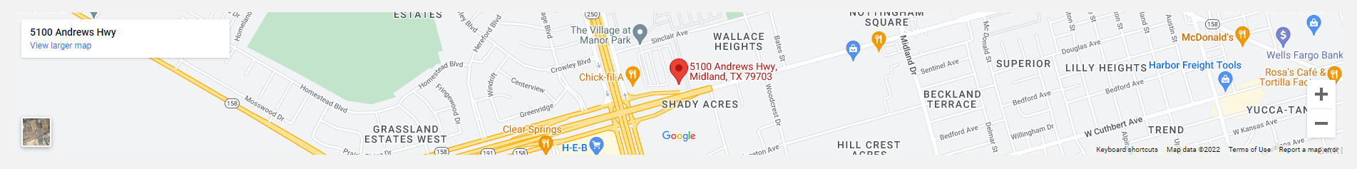 A map of the location of shady acres